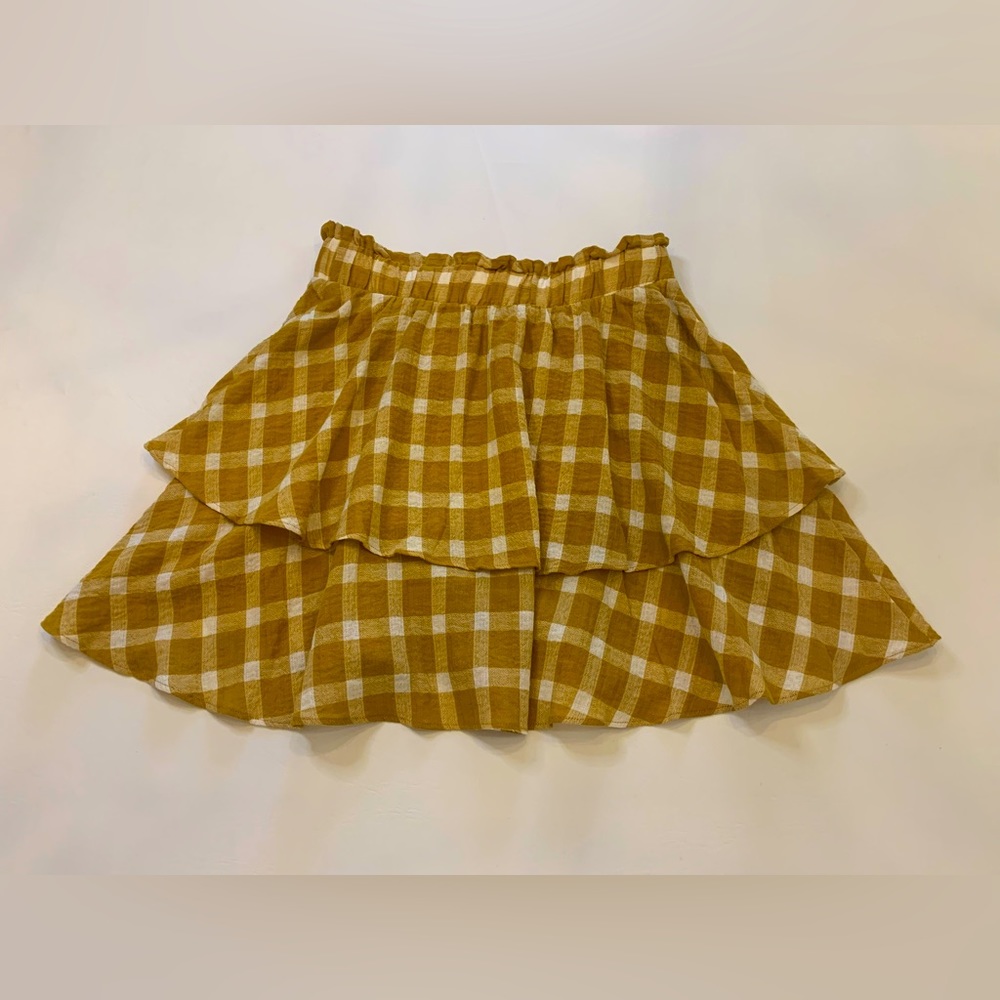 Show Me Your Mumu Plaid Aiden Skirt Tiered Elastic Waist Women small (bin P)